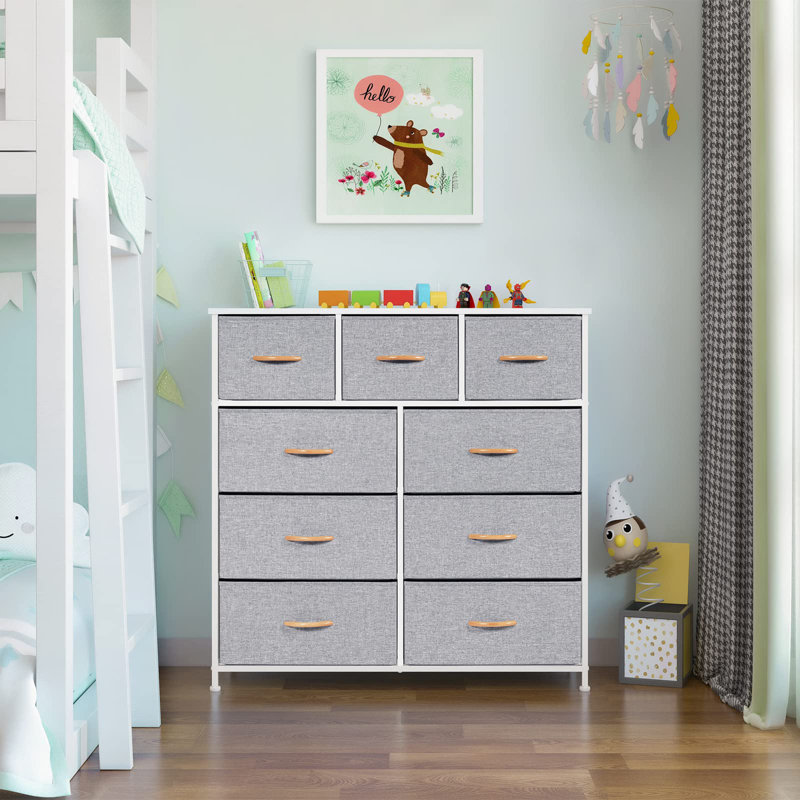 Barley 100cm W 9 - Drawer Chest of Drawers, Snow Grey