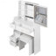 Petit meuble-lavabo de 29,2 po avec tabouret de bureau et tabouret rembourré, grande commande tactile, interrupteur tricolore, miroir à DEL à réglage de la luminosité-46966780