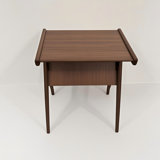 Wooden End Table With Wheels, Bamboo Side Table