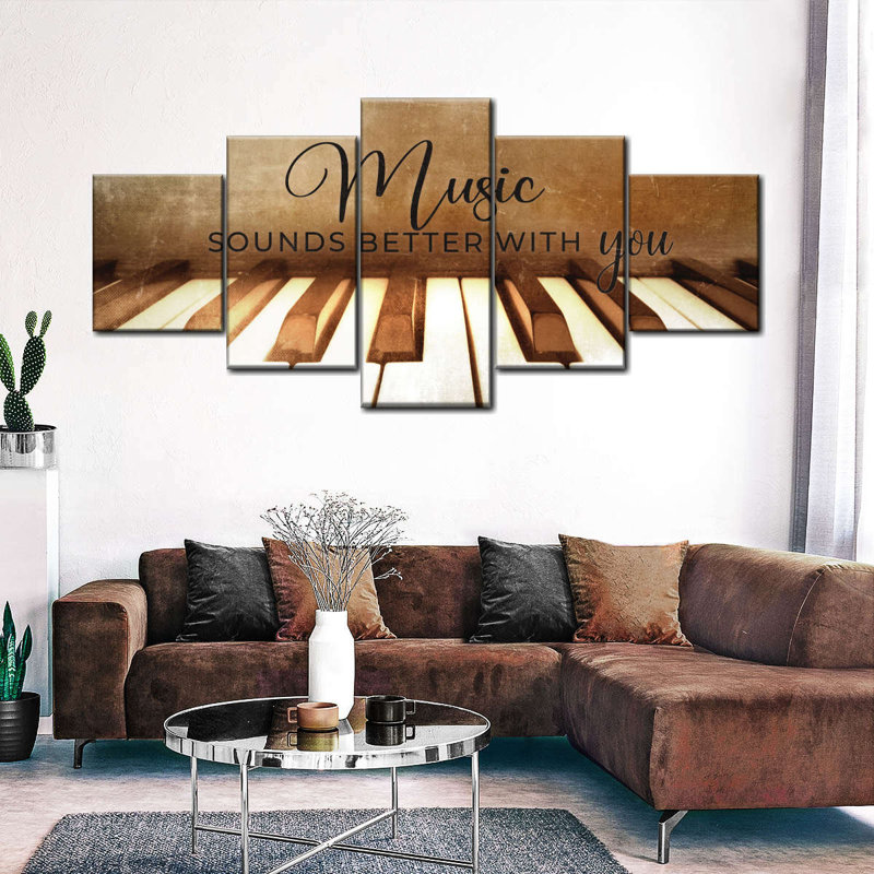 «Music With You», ensemble de 5 citations sur toile, H 24 po x l 55 po x P 1,25 po