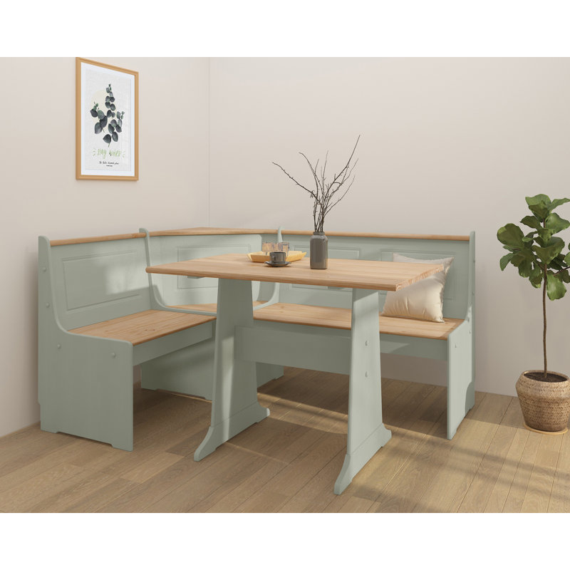 2 -Person Pine Solid Wood Dining Set, Green Stained wax