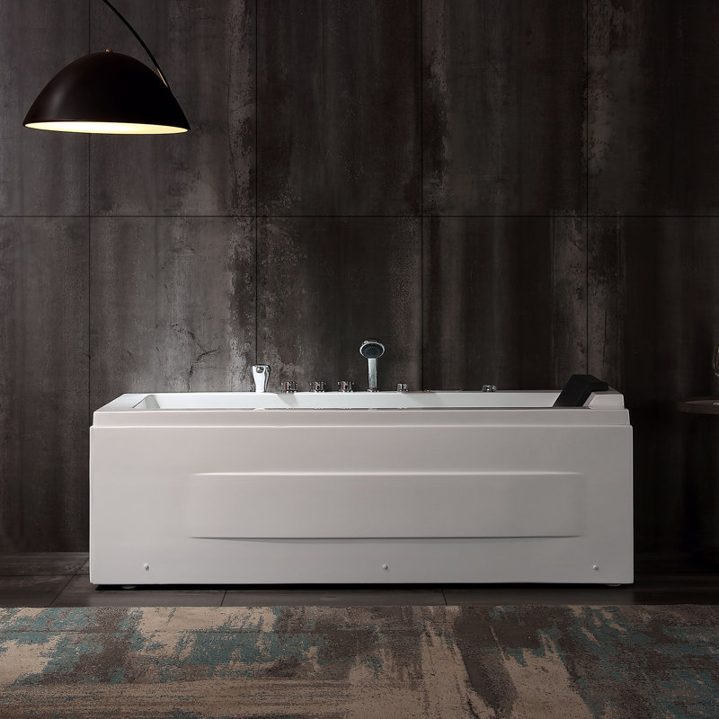 67 " L x 30.3 " W Alcove / Tile in Fiberglass and Acrylic Bathtub with Faucet