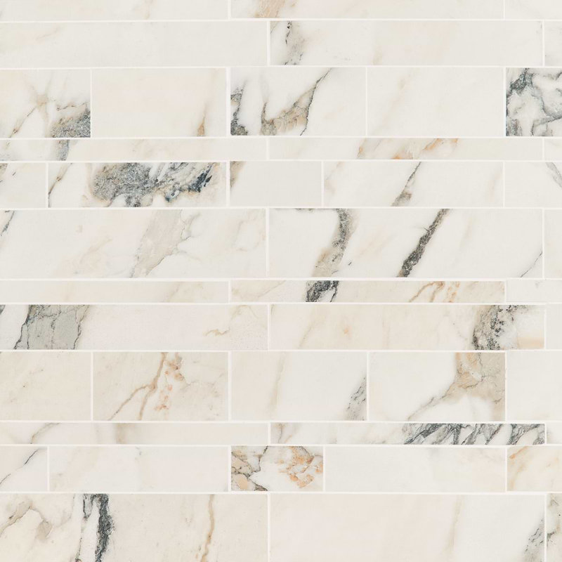 Dreamstone Railroad Porcelain Mosaic, Calacatta Rustico Matte