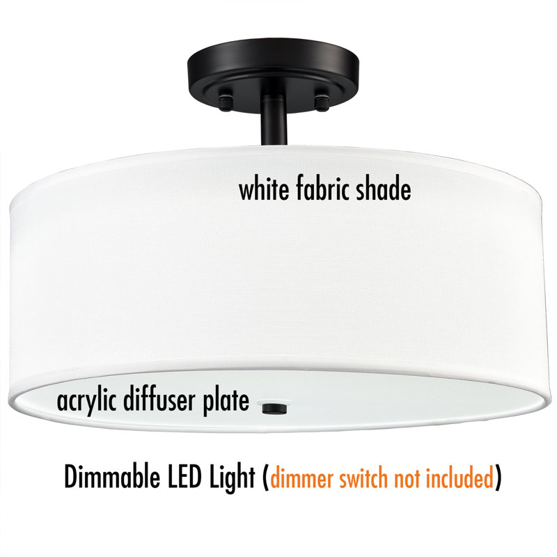 Secil Dimmable Linen LED Flush Mount Drum Light