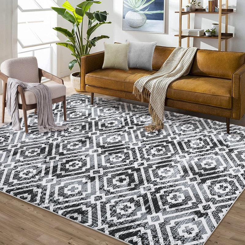 Tapis marocain en polyester tissé à la machine Sharitha, Rectangle 9 pi x 12 pi