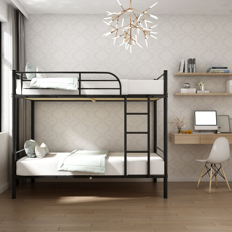 Armoy Kids Twin Over Twin Bunk Bed, Black