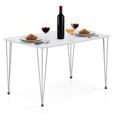 47" Rectangle Dining Table with Silver Hairpin Legs