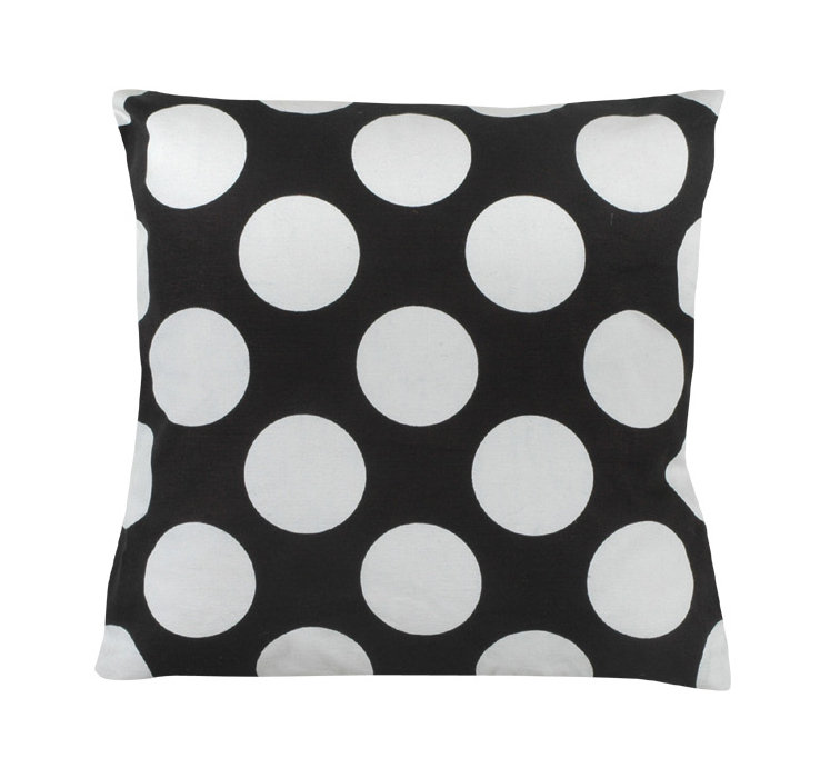 Rosemary Polka Dot 100% Cotton Throw Pillow, Black