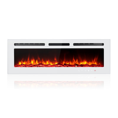 50" White 3-in-1 Electric Fireplace Heater, 12 Color Flame with Breathing Flame