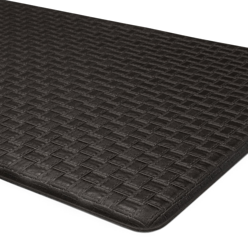 Tapis tissé gaufré anti-fatigue, Rectangle 1 pi 8 po x 3 pi 3 po, Noir
