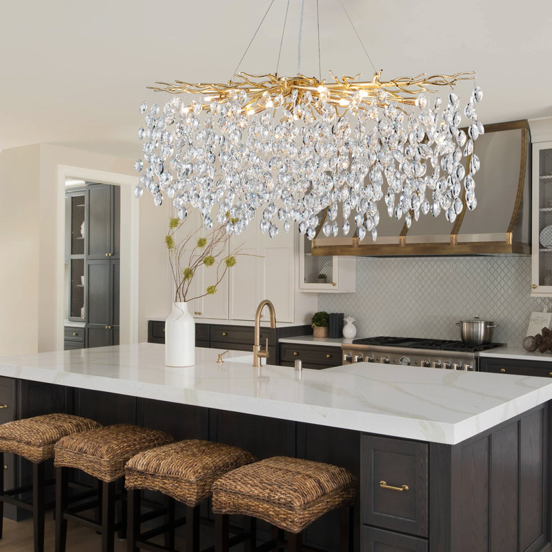 Larika 13 - Light Dimmable Rectangle Chandelier, Gold