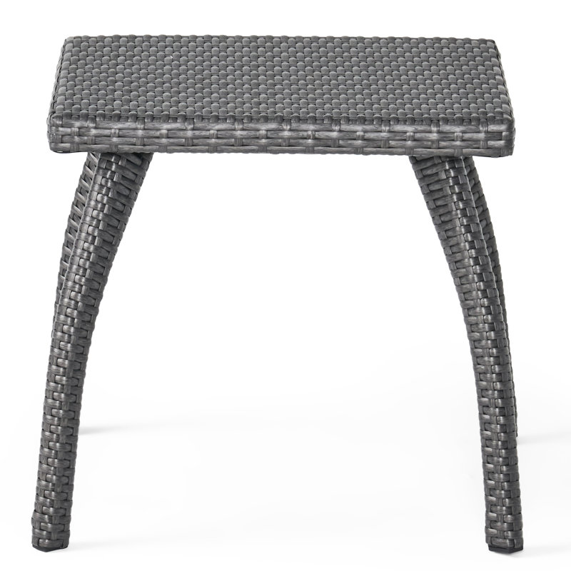 17.38"H Grey Outdoor Table With Faux Top And Rust- Iron Frame Side For Areas, Stylish, 17.75"W X