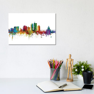 Cedar, Rapids Iowa Skyline by Michael Tompsett - 1 Piece Wrapped Canvas Wall Art
