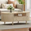 Table basse moderne avec porte à enroulement, tiroir en acrylique et rangement Aroa-128835479
