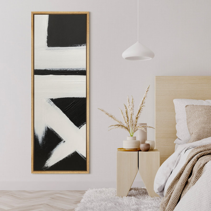 Toile abstraite encadrée, reproduction de coups de pinceau minimaliste minimaliste pour décoration murale moderne, Naturel