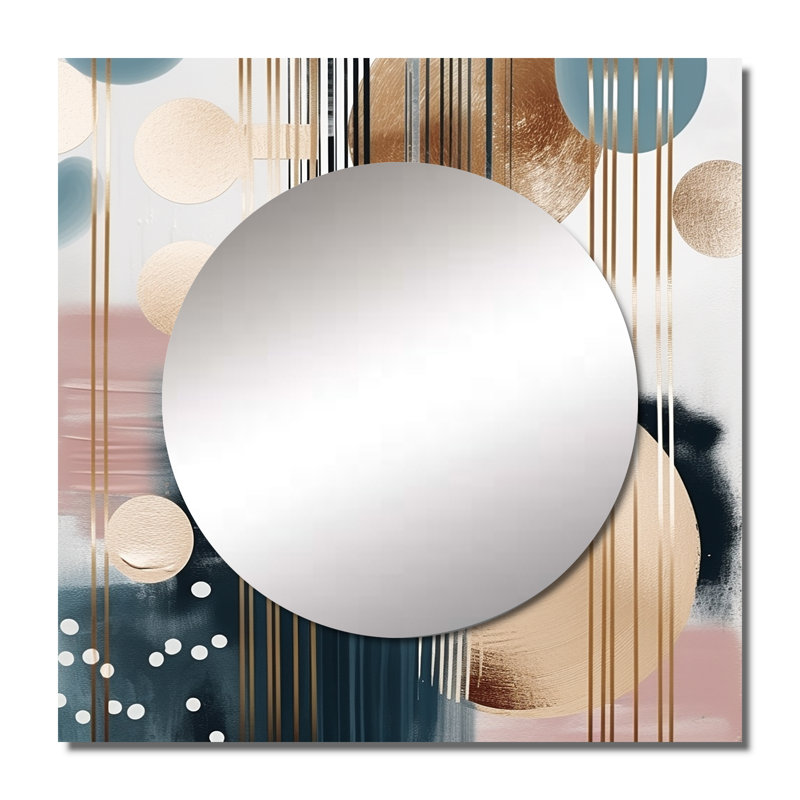 Soft Colours Shapes And Lines Marble III - Abstract Marble Square Mirror Wall Decor For Bedroom, 36 po x 36 po