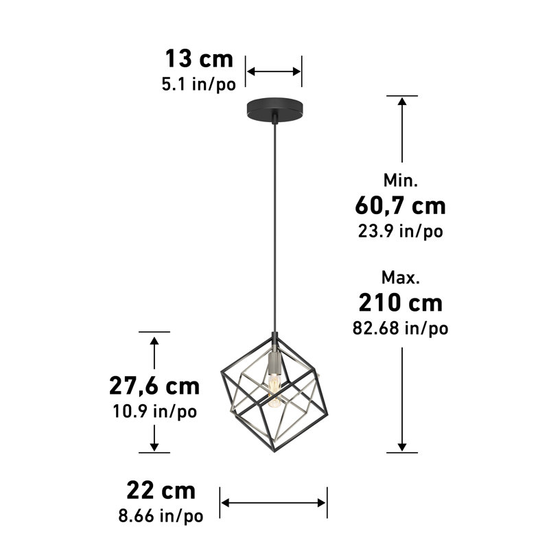 Tongai 1 - Light Square/Rectangle Pendant, Brushed Nickel