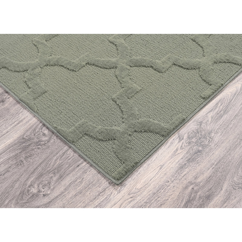 Tapis couleur sauge en polypropylène touffeté à la machine Nasturtium, Rectangle 5 pi x 7 pi