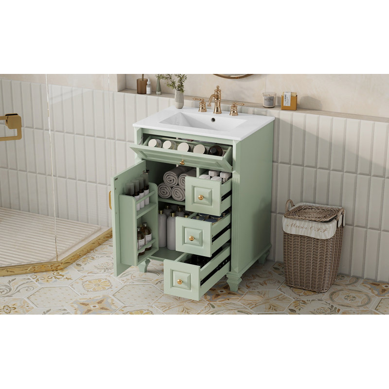 Meuble-lavabo 24 po avec lavabo, Vert