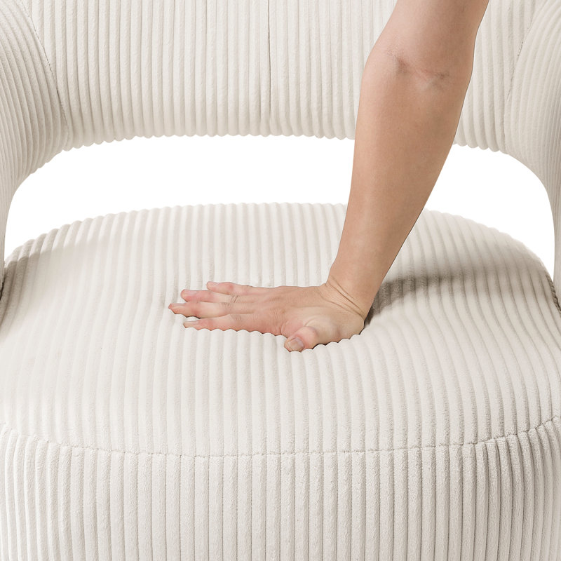 Chaise en velours côtelé beige avec rotation à 360 degrés - Luxe moderne, structure en bois massif et contreplaqué