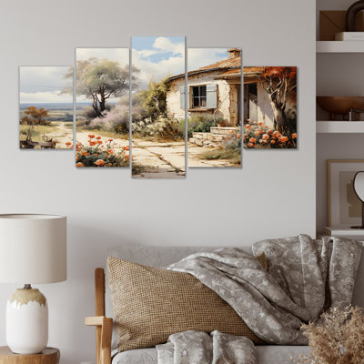 Rétro Villa dans l'ancien empire romain II - paysage chalet, art mural multi-panneaux pour le salon
