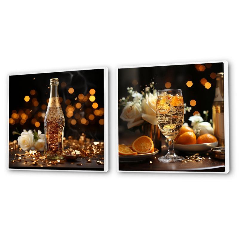 «Peach Soda Radiant Fizz» 2 pièces, Cadre blanc, H 36 po x l 73 po