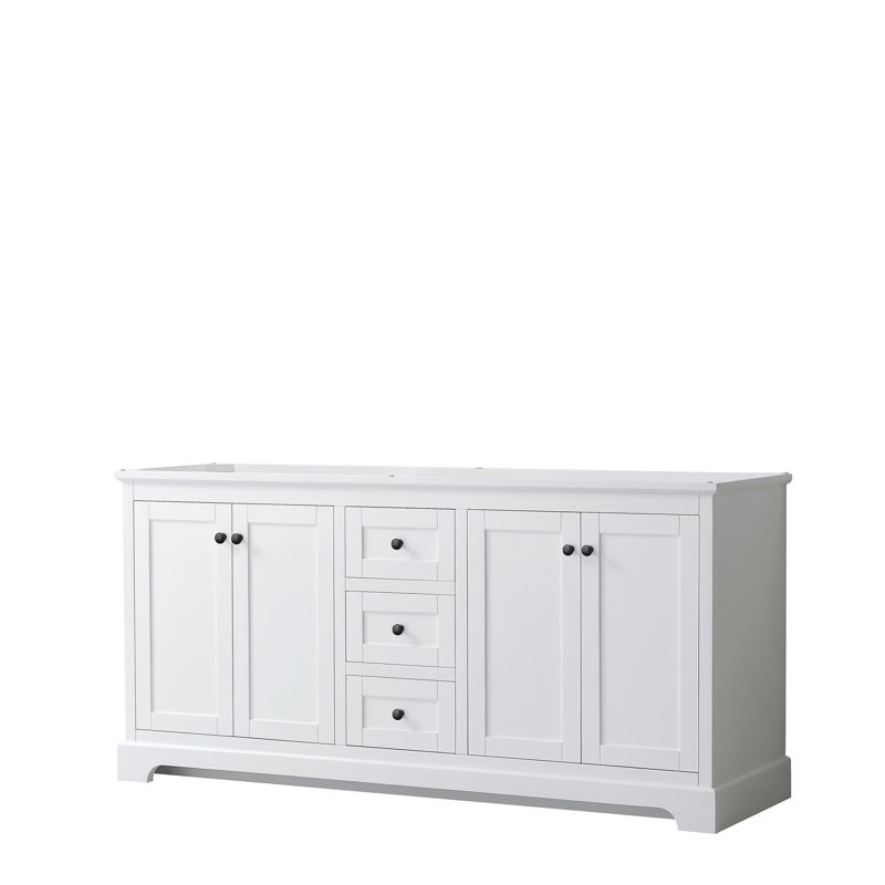 Base de meuble-lavabo double 71 po Avery seulement, Blanc / noir mat