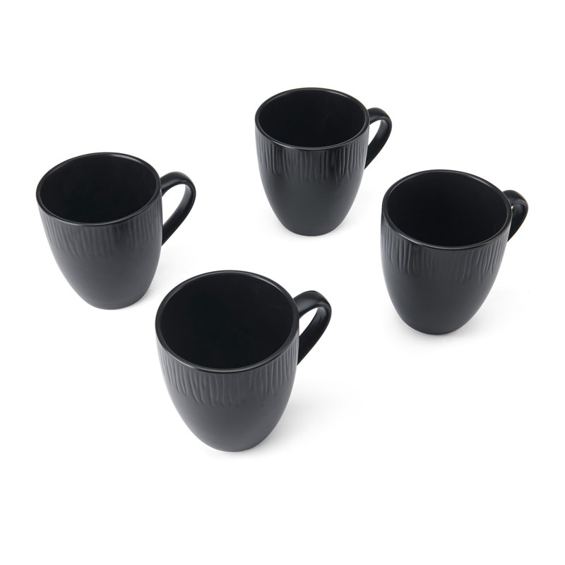 Mikasa Jardin Midnight Stoneware Mugs, 420ml, Black