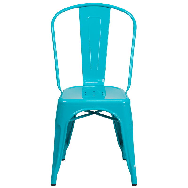 Lily Metal Stackable Side Chair , Crystal Teal Blue