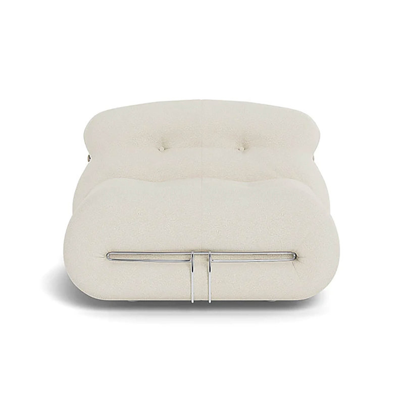 Fauteuil de chambre rembourré Ashtola, Velours blanc
