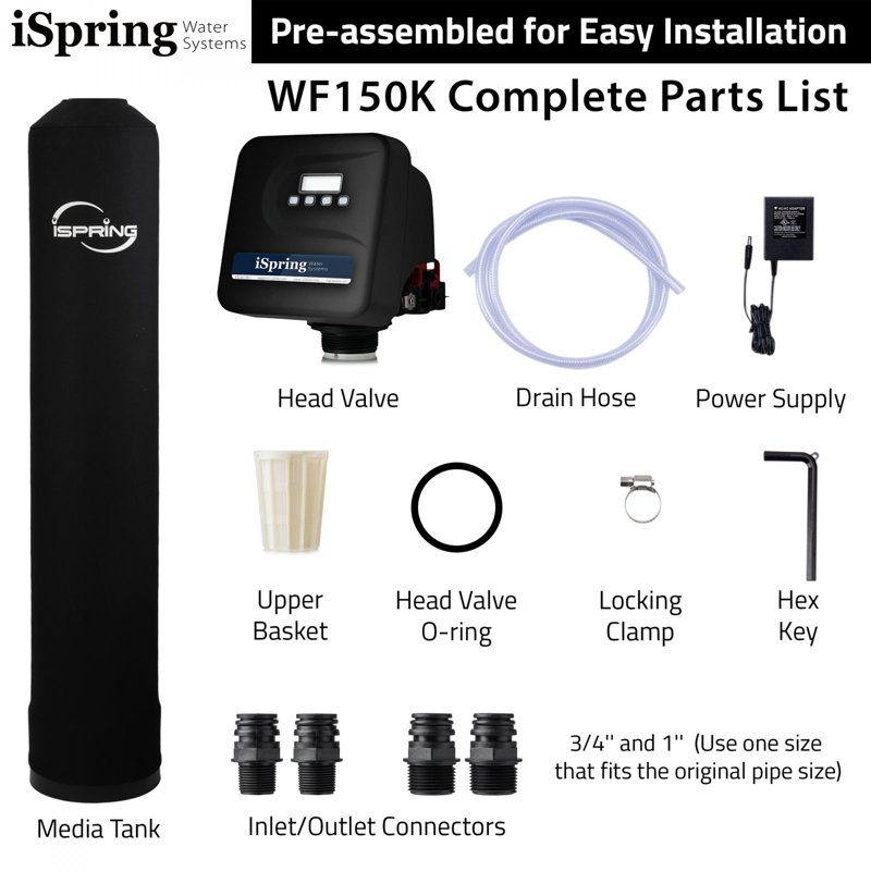 iSpring WF150K Whole House Central Water Filtration System with Smart Control Valve, 10-Year
