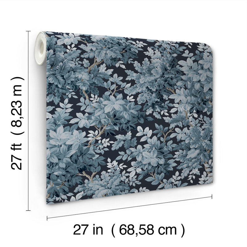 Greenwood Moss Deciduous Wallpaper, Dark Blue