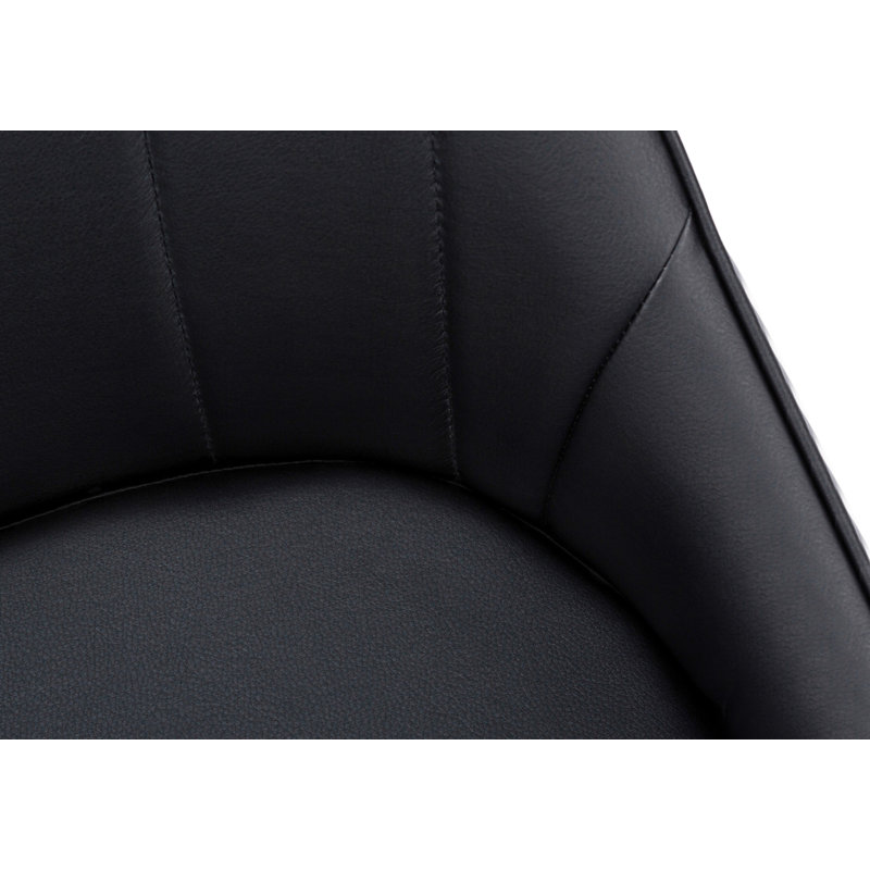 Black Faux Leather Upholstered Dining Chair with Silver Metal Legs, Set of 2