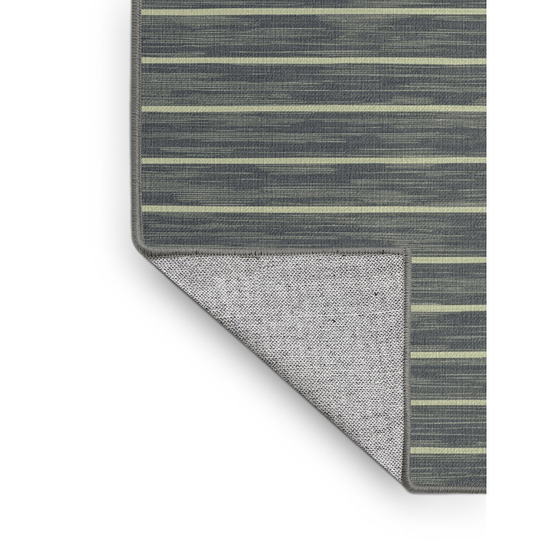 Tapis gris à rayures horizontales lavable à la machine, Rond 4 pi