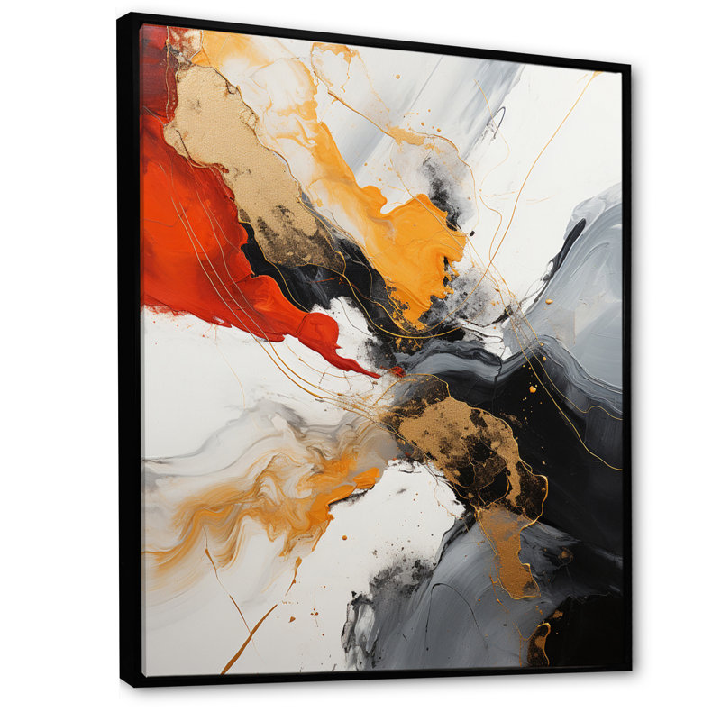 «Midnight Passion Abstract Wave Scarlet & Gold», reproduction d'art sur toile, H 20 po x l 12 po x P 1 po