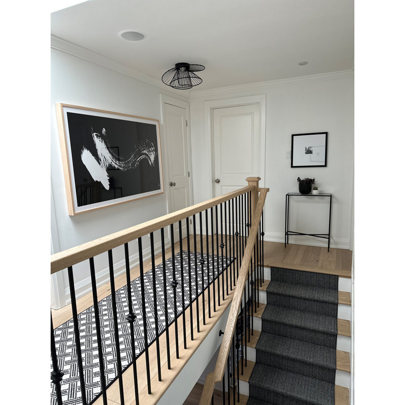 Black Geometric LED Flushmount with Clear Glass Globe