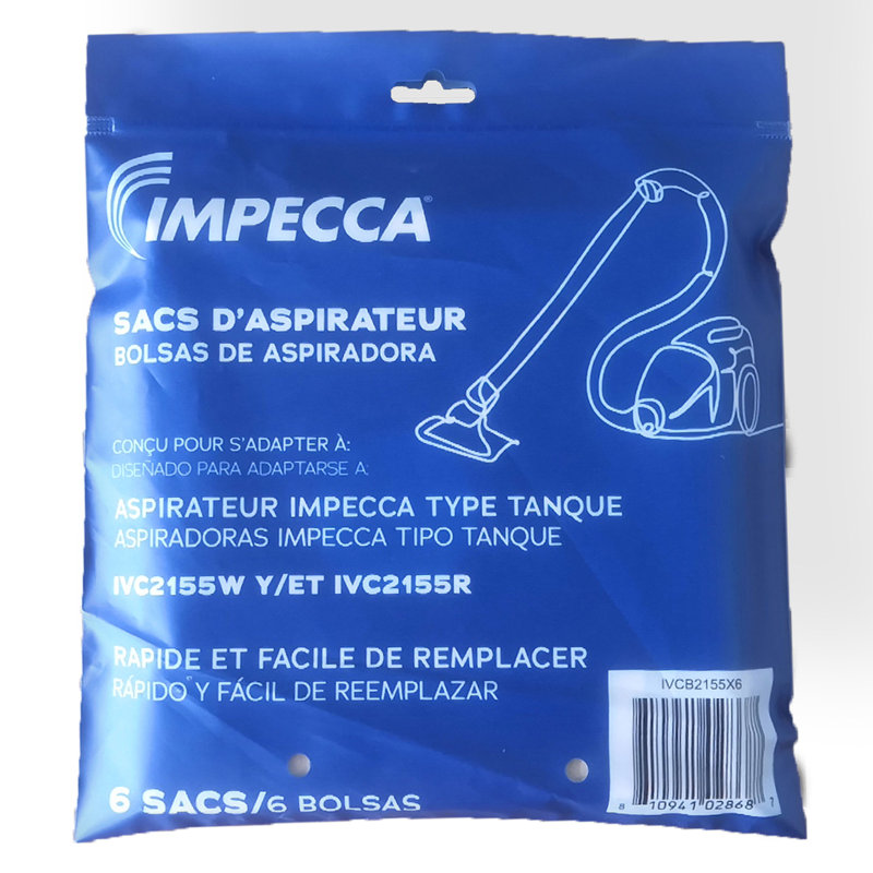 Impecca 2L Vacuum Bags 6-Paper Bags for Model #IMPIVC2155W/K
