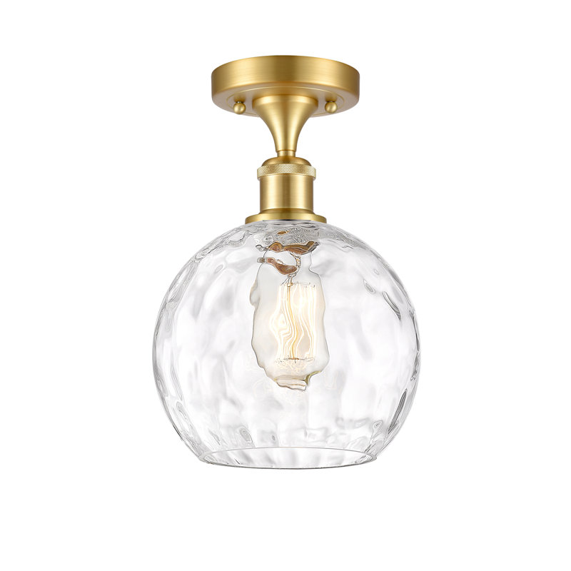 Plafonnier semi-encastré 1 lumière 8 po Cindi, Ampoule non incluse, H 13 po x l 8 po x P 8 po, Or satiné