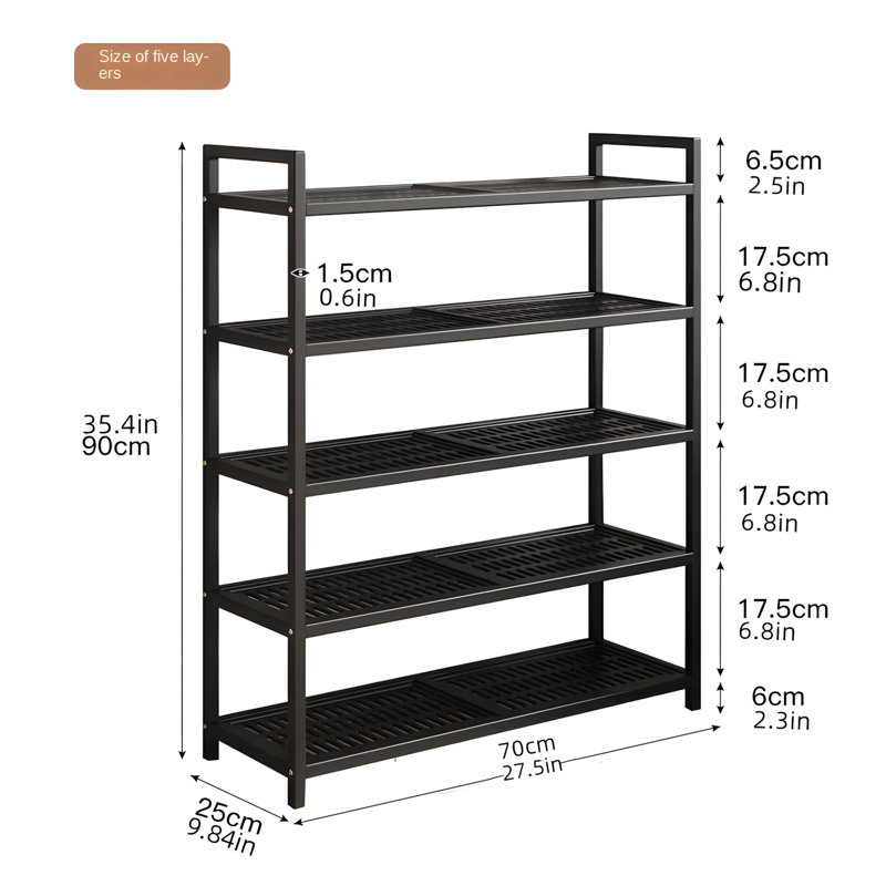 Multi-Layer Shoe Rack With Dustproof Cover, 5-Tier 70Cm Shoe Storage Cabinet For Entryway, Living Room