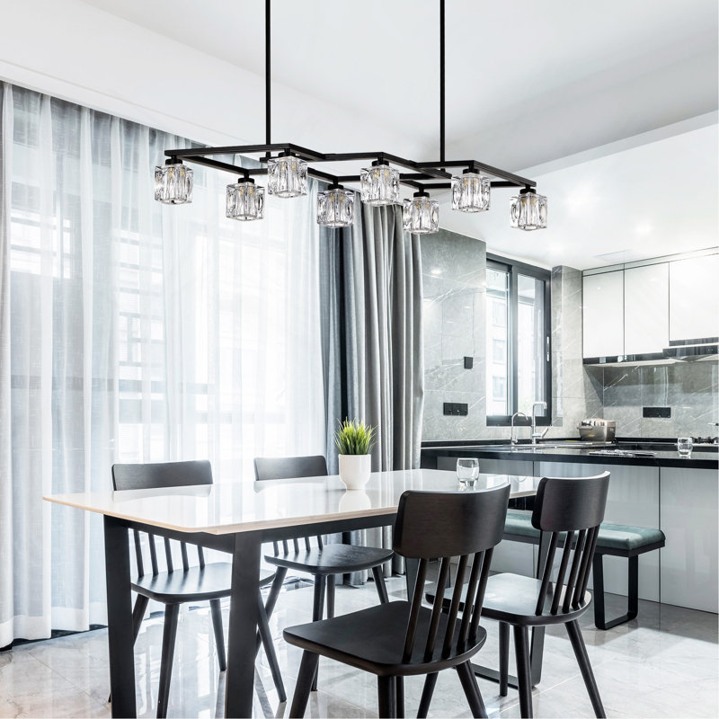  Lustre en cristal pour salle à manger, Noir mat