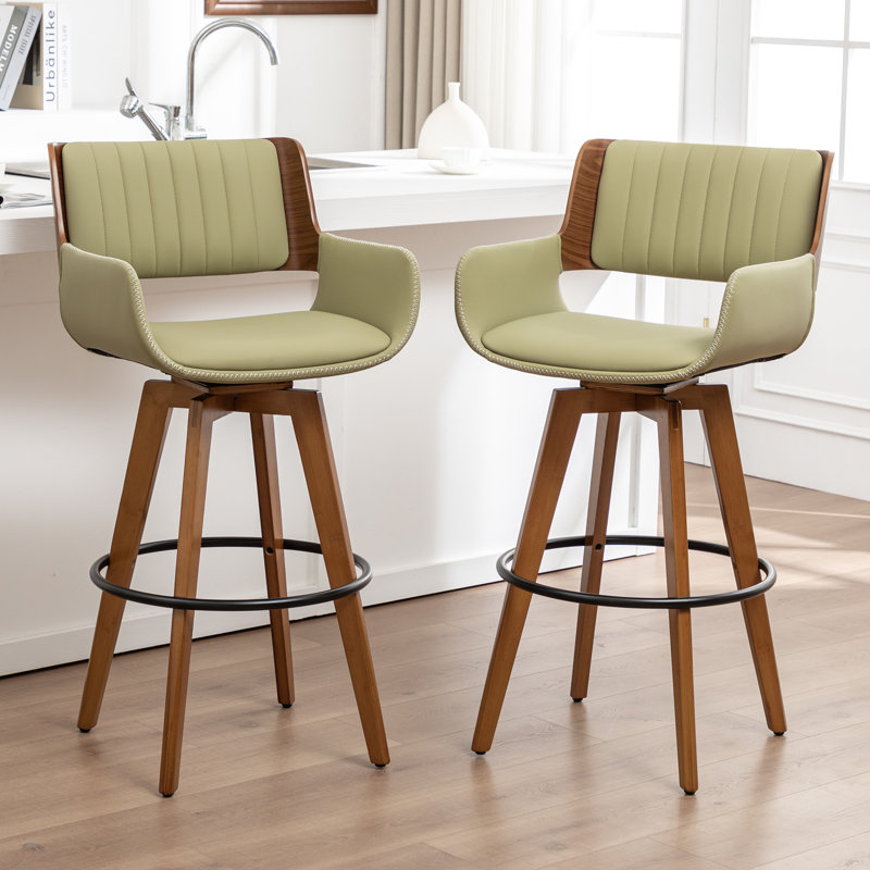Modern Faux Leather Upholstered Swivel Stools, Green, Counter Stool (67.5cm Seat Height)