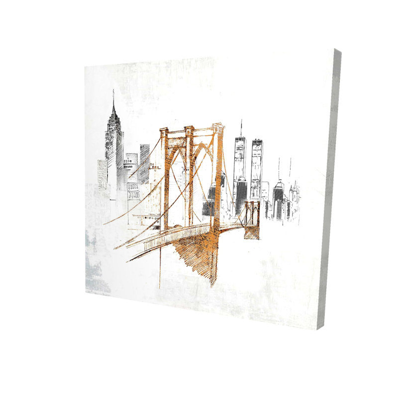 Croquis flou sur le pont de Brooklyn | Décoration murale de chambre à coucher