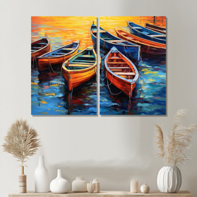 Boats In The Harbour I - Modern Canvas Wall Art