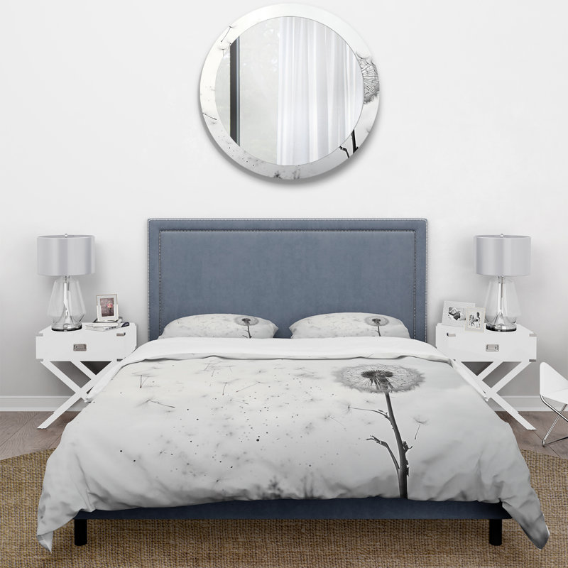 Minimalisme Dandelion Natures Fragilité I - Ensemble de housse de couette floral - Microfibre de polyester