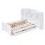 Lit plateforme simple en bois avec armoire verticale tout-en-un et 4 tiroirs de chaque côté (blanc)