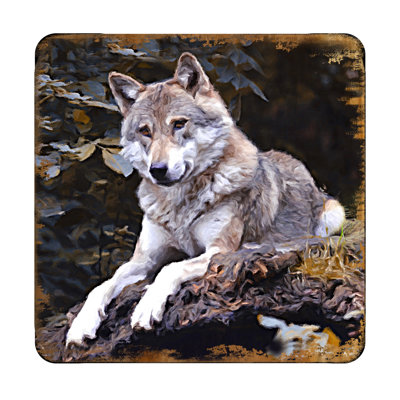 Wood Square 4 Piece Coaster Set