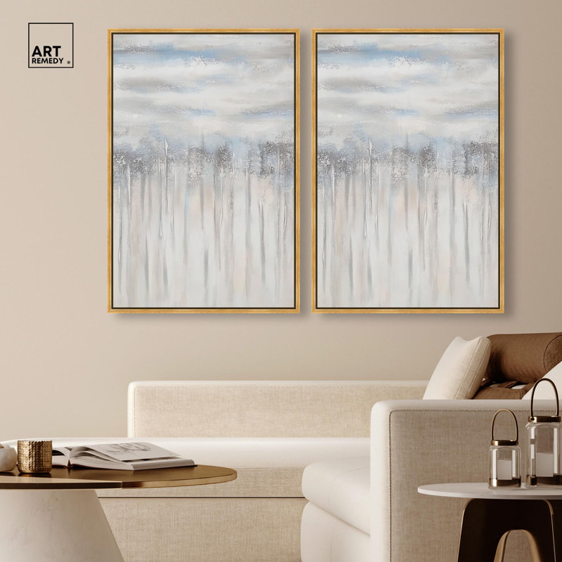 Ensemble de décorations murales bohèmes dorées « Silk Watermark » sur toile imprimée par Art Remedy, cadre noir, 10 x 15