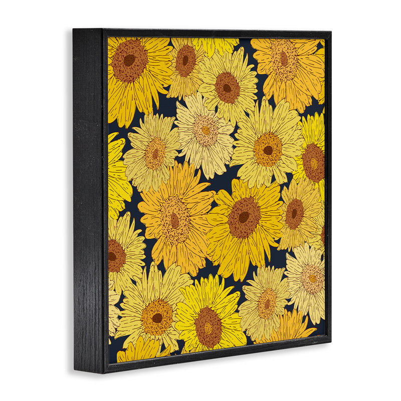 Giclée encadrée de charmant champ de tournesols, design par Sazerelli Designs, Giclée encadrée noir minuit, H 12 po x l 12 po