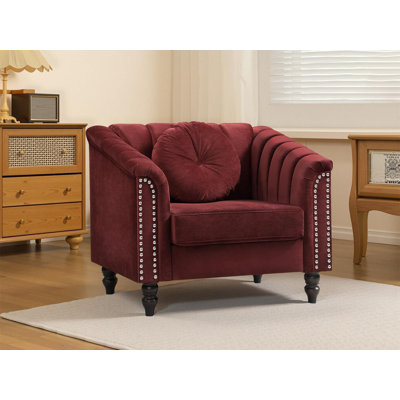 37" Upholstered Classic Chesterfield Chair