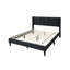 Modern Bedroom Queen Bed, Charcoal Color, Linen Upholstered Platform Bed With Headboard In Charcoal, Space Saving Design-180496955